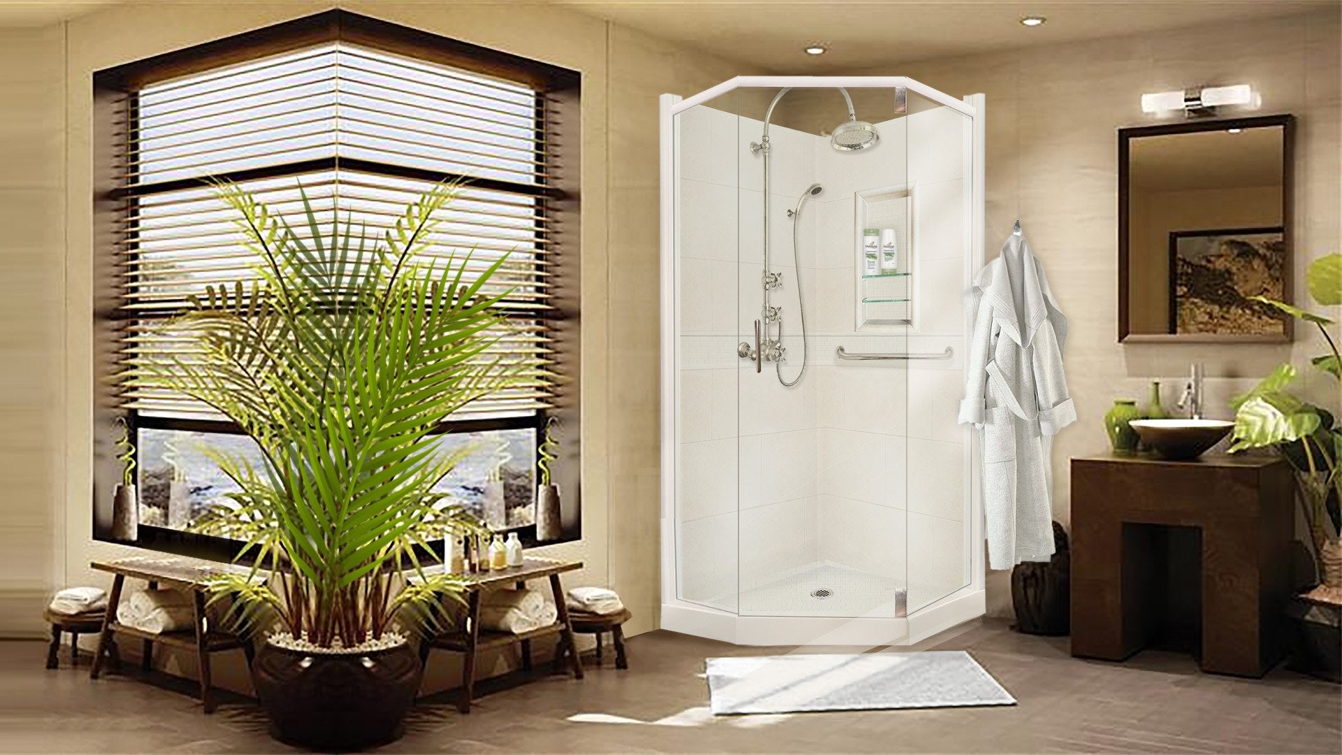 Custom Showers Your Way (Includes: Neo Corner Pan, Walls, Thresholds, and Optional Glass)
