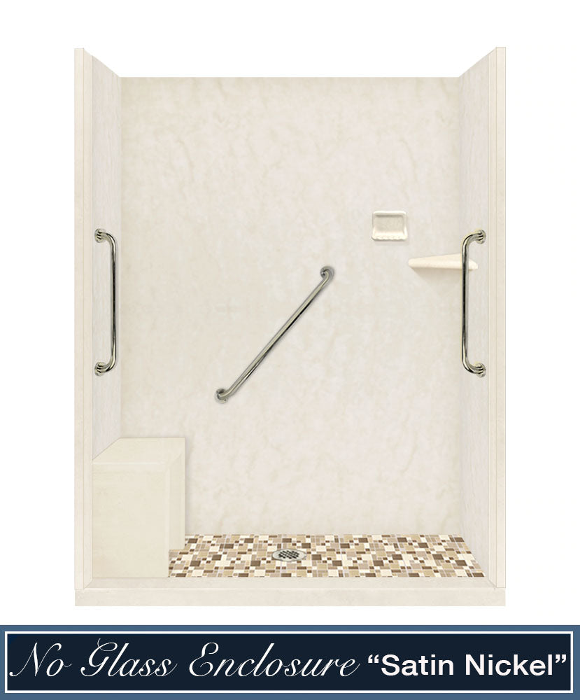 Freedom Alcove Rafe Medici Marble & Tuscany Mosaic Accent Shower Remodel Kit