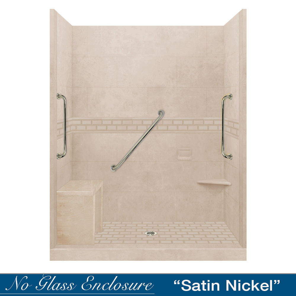 Freedom Subway Brown Sugar 60" Alcove Shower Enclosure Kit