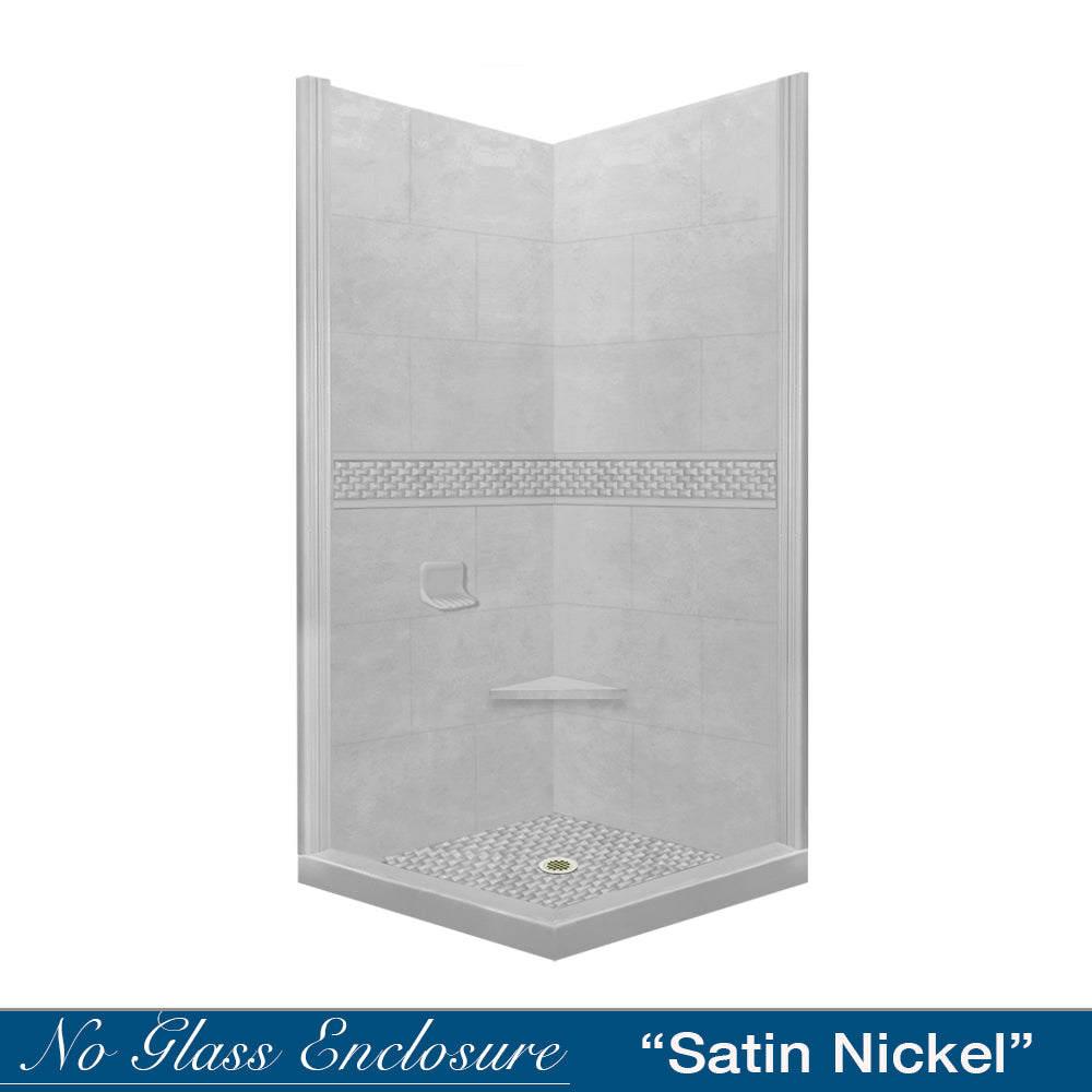 Corner Portland Cement Sistine Stone & Jewel Stone Accent Shower Remodel Kit