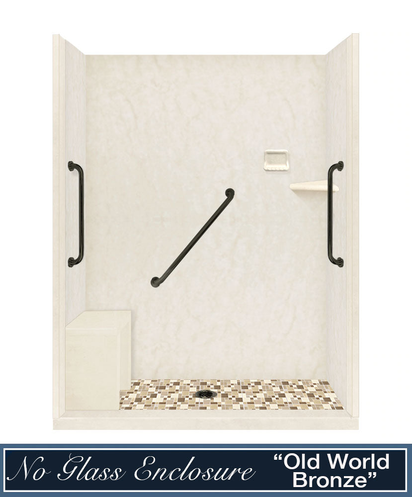 Freedom Alcove Rafe Medici Marble & Tuscany Mosaic Accent Shower Remodel Kit