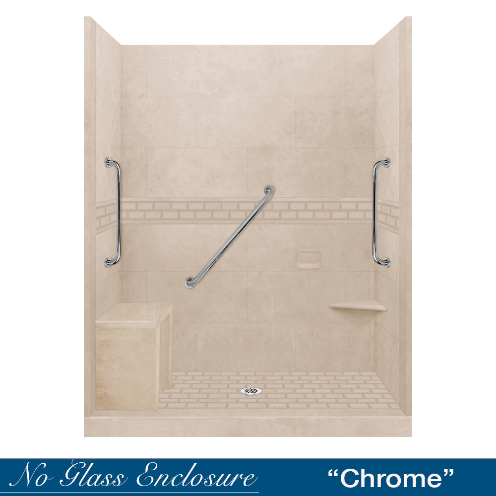 Freedom Subway Brown Sugar 60" Alcove Shower Enclosure Kit