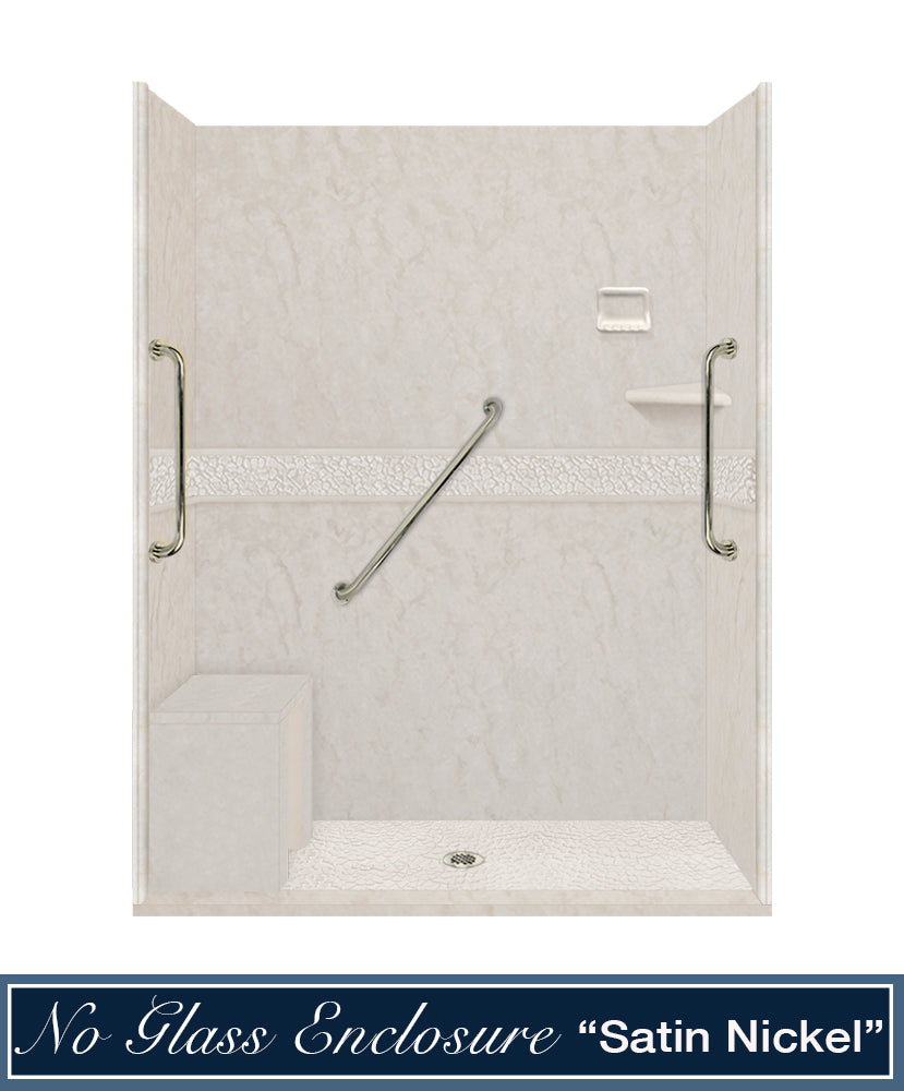 Freedom Rafe Marble Pebble Alcove Shower Enclosure Kit