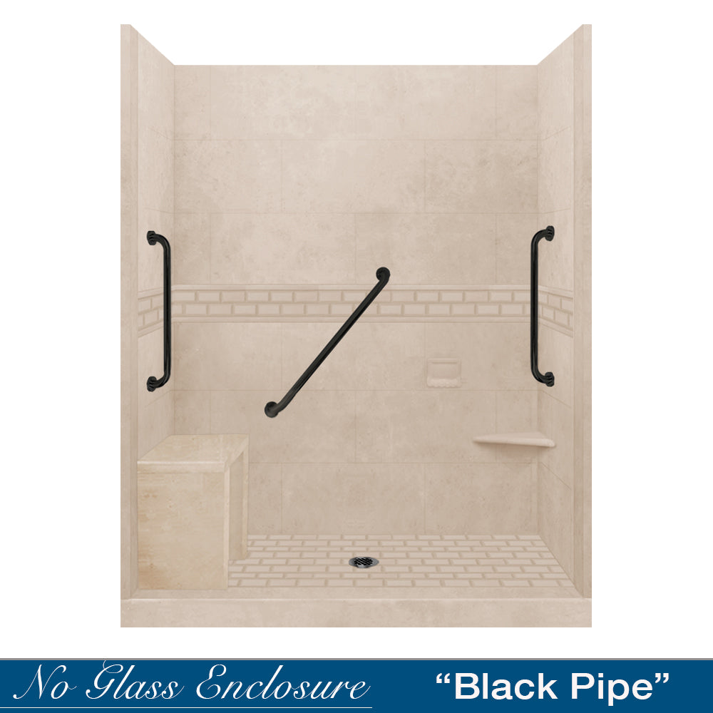 Freedom Subway Brown Sugar 60" Alcove Shower Enclosure Kit