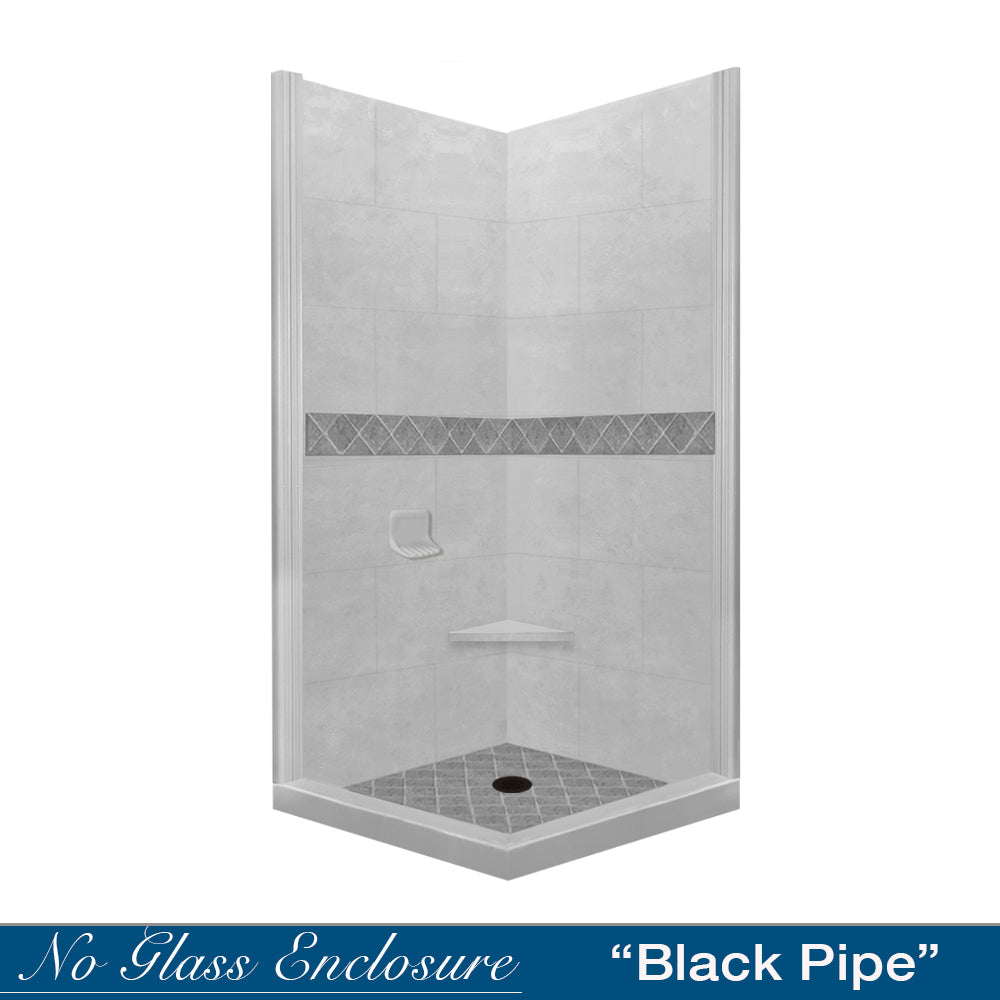 Corner Portland Cement Sistine Stone & Diamond Stone Accent Shower Remodel Kit