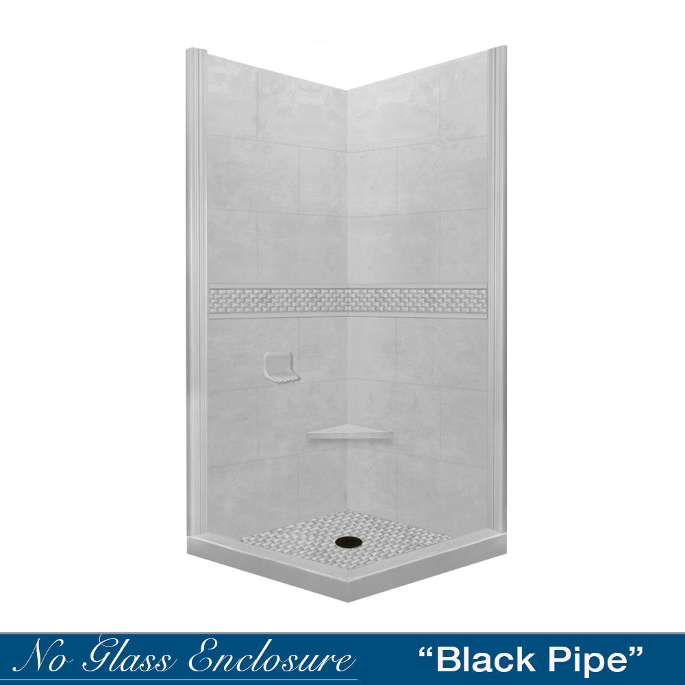 Corner Portland Cement Sistine Stone & Jewel Stone Accent Shower Remodel Kit
