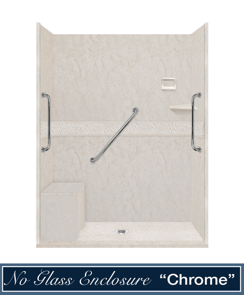 Freedom Rafe Marble Pebble Alcove Shower Enclosure Kit