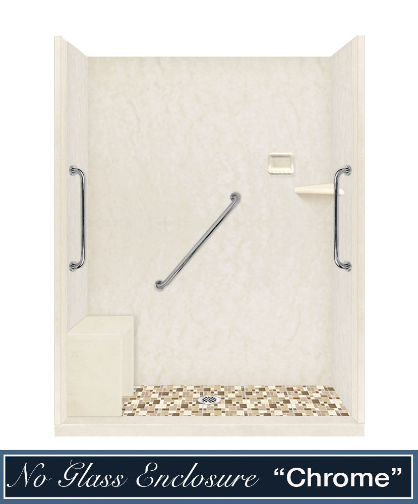 Freedom Alcove Rafe Medici Marble & Tuscany Mosaic Accent Shower Remodel Kit