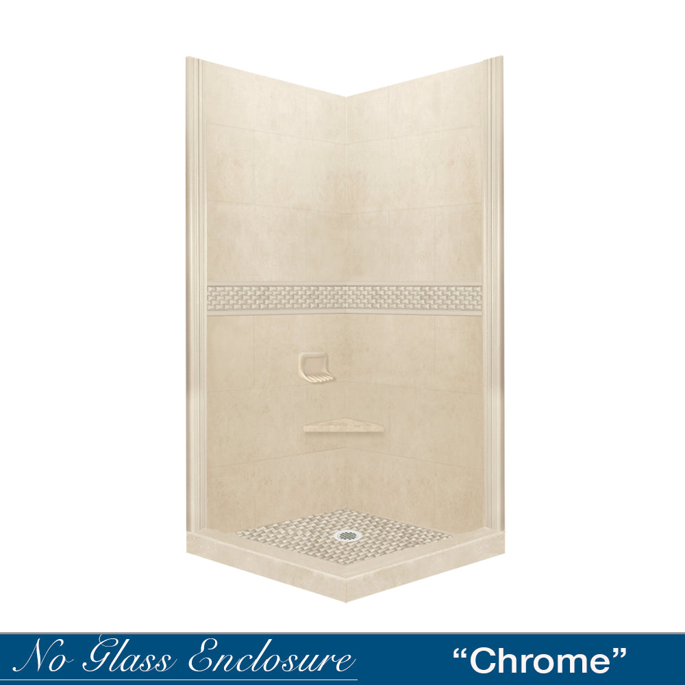Corner Desert Sand Sistine Stone & Jewel Stone Accent Shower Remodel Kit