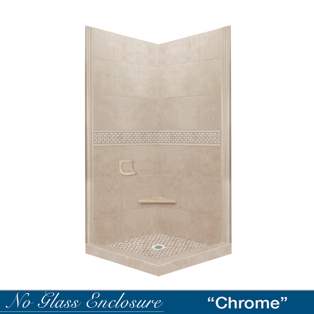 Corner Brown Sugar Sistine Stone & Jewel Stone Accent Shower Remodel Kit
