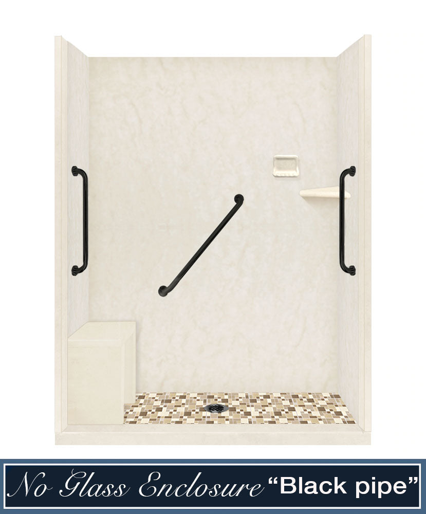 Freedom Alcove Rafe Medici Marble & Tuscany Mosaic Accent Shower Remodel Kit