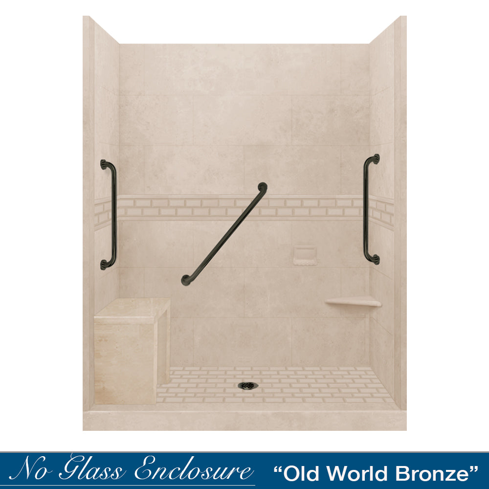 Freedom Subway Brown Sugar 60" Alcove Shower Enclosure Kit