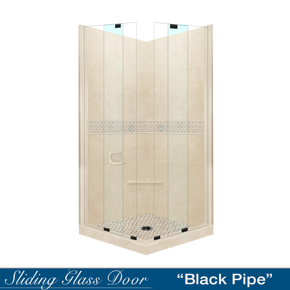 Corner Desert Sand Sistine Stone & Jewel Stone Accent Shower Remodel Kit