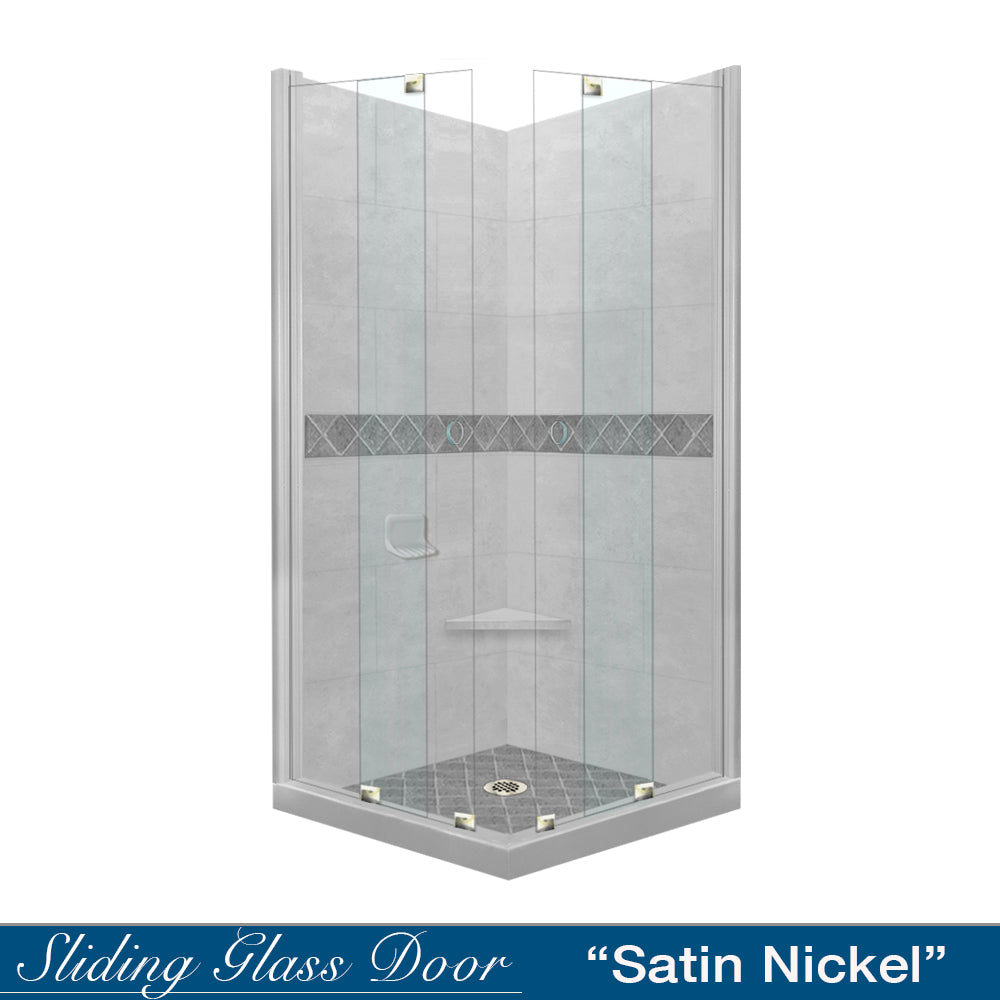 Corner Portland Cement Sistine Stone & Diamond Stone Accent Shower Remodel Kit