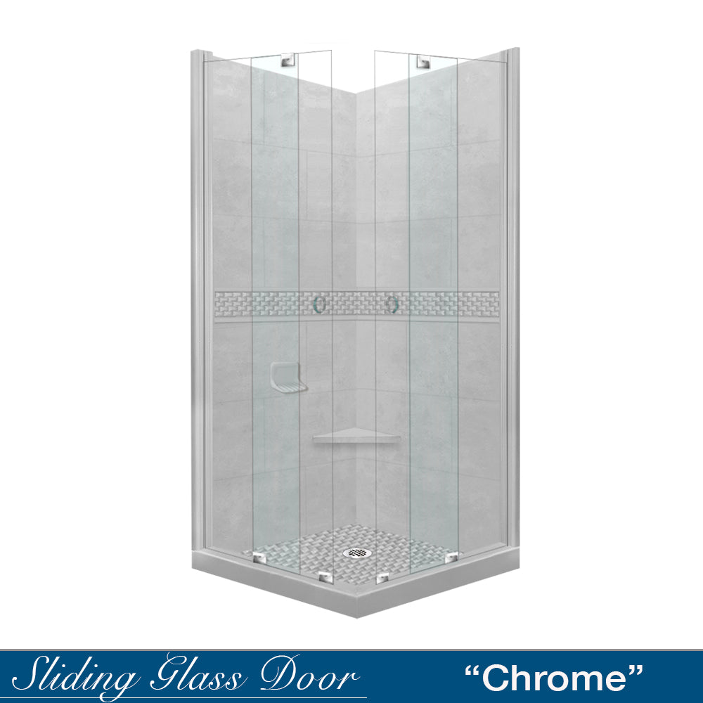 Corner Portland Cement Sistine Stone & Jewel Stone Accent Shower Remodel Kit