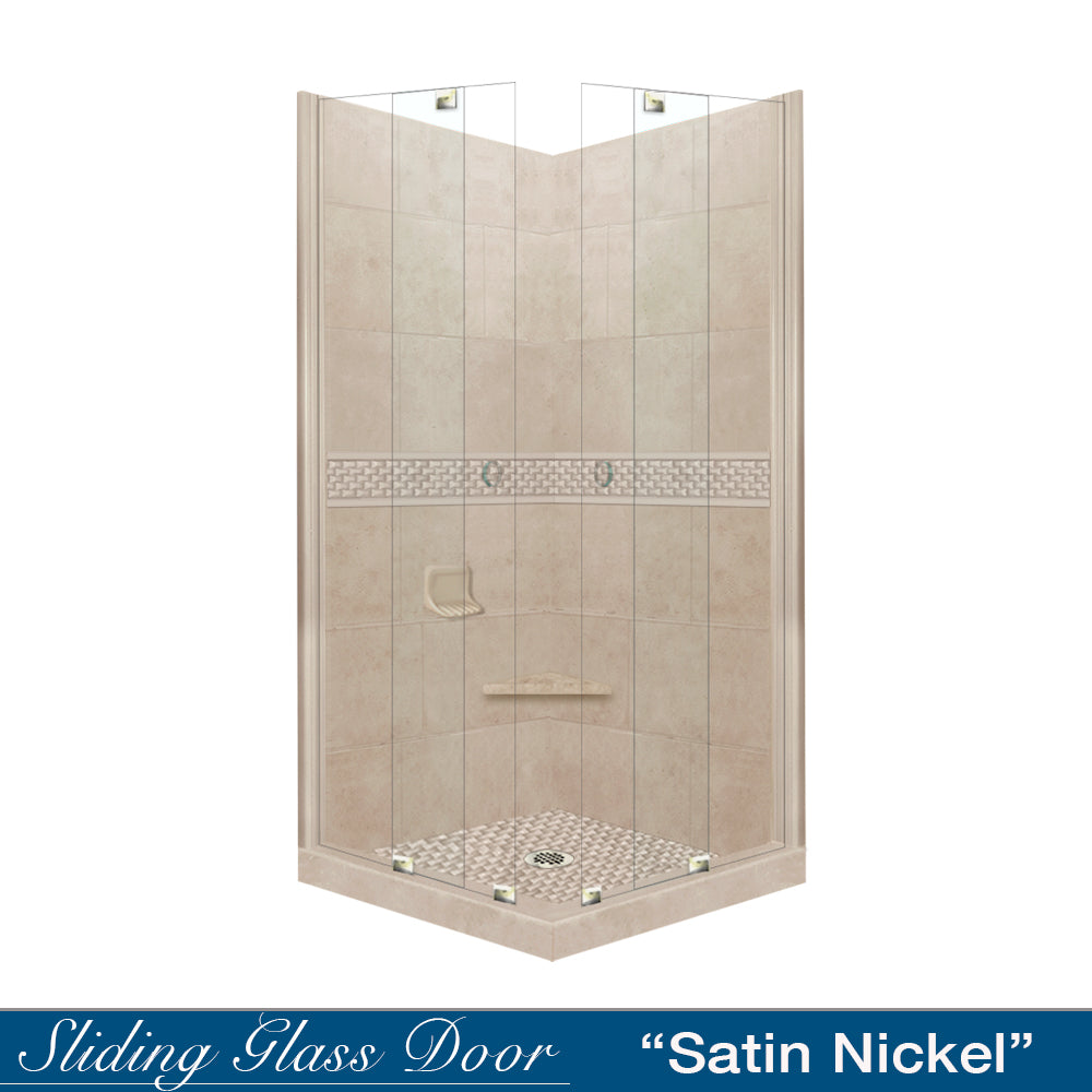 Corner Brown Sugar Sistine Stone & Jewel Stone Accent Shower Remodel Kit