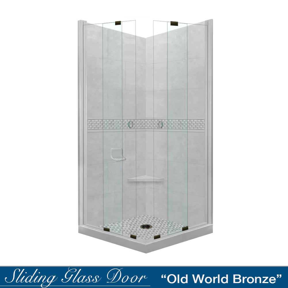 Corner Portland Cement Sistine Stone & Jewel Stone Accent Shower Remodel Kit