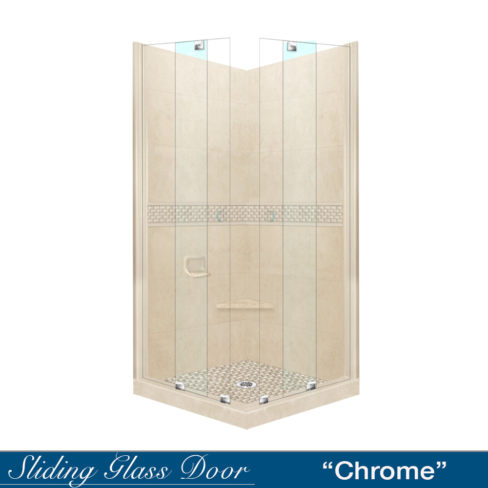 Corner Desert Sand Sistine Stone & Jewel Stone Accent Shower Remodel Kit
