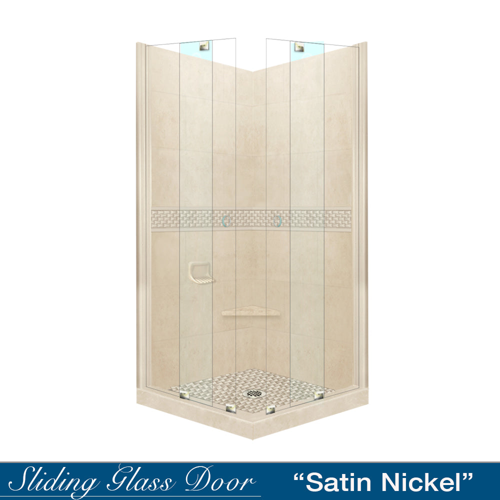 Corner Desert Sand Sistine Stone & Jewel Stone Accent Shower Remodel Kit