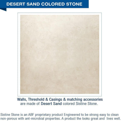 Freedom Zero Tuscany Desert Sand 60" Alcove Stone Shower Enclosure Kit