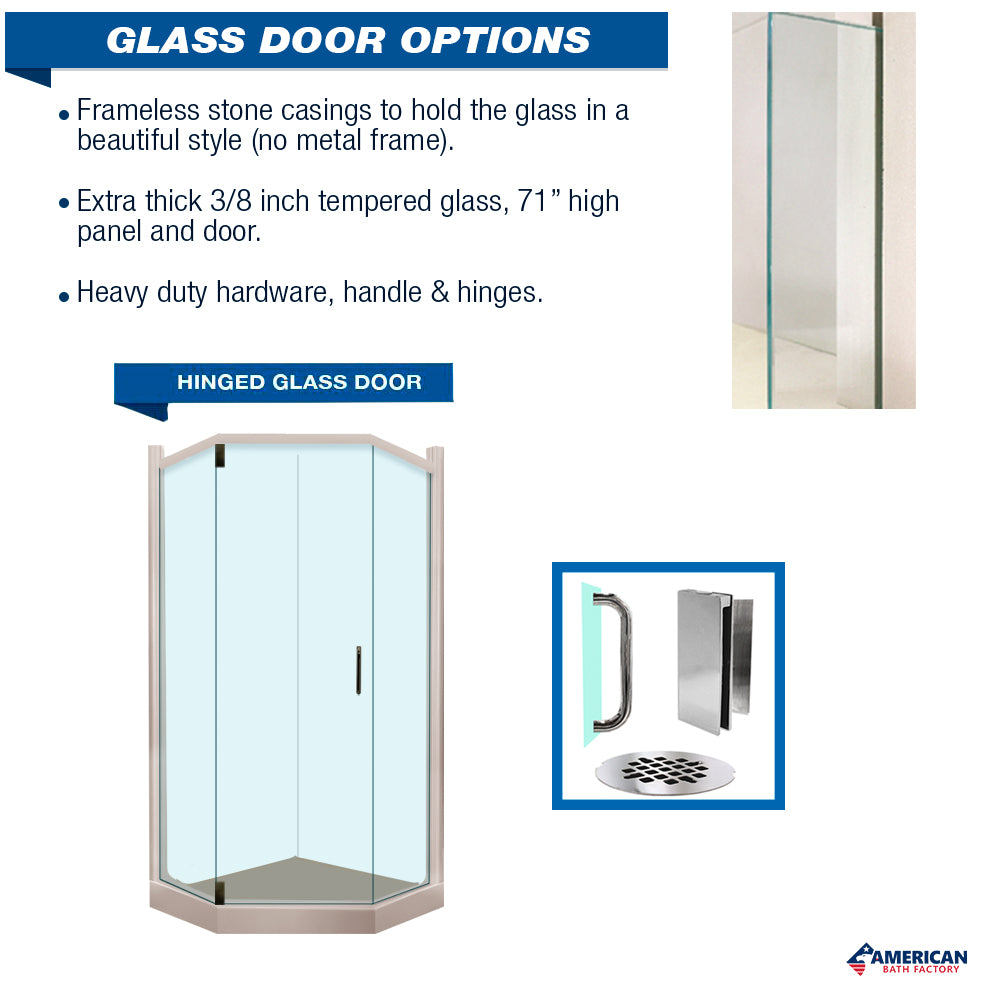 Neo-Angle Brown Sugar Sistine Stone & Jewel Stone Accent Shower Remodel Kit