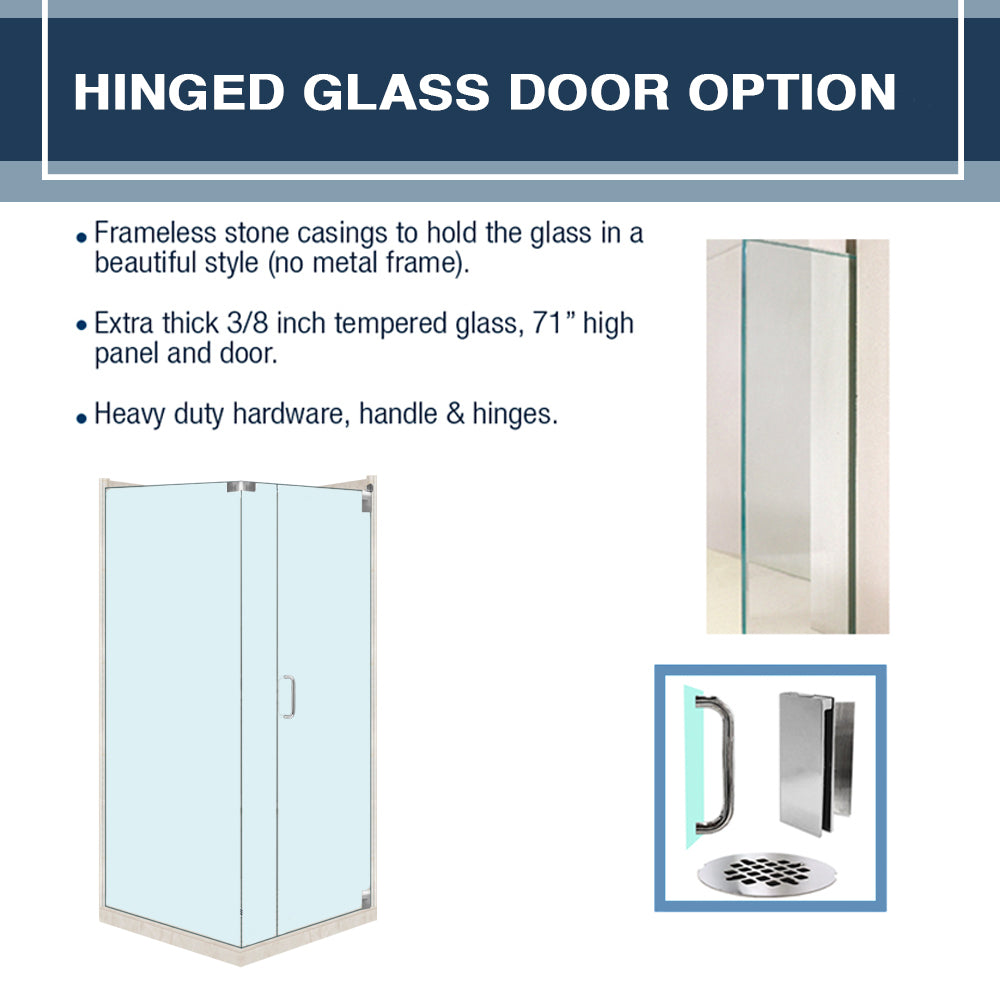 Carrara Marble Newport Mosaic Corner Shower Enclosure Kit