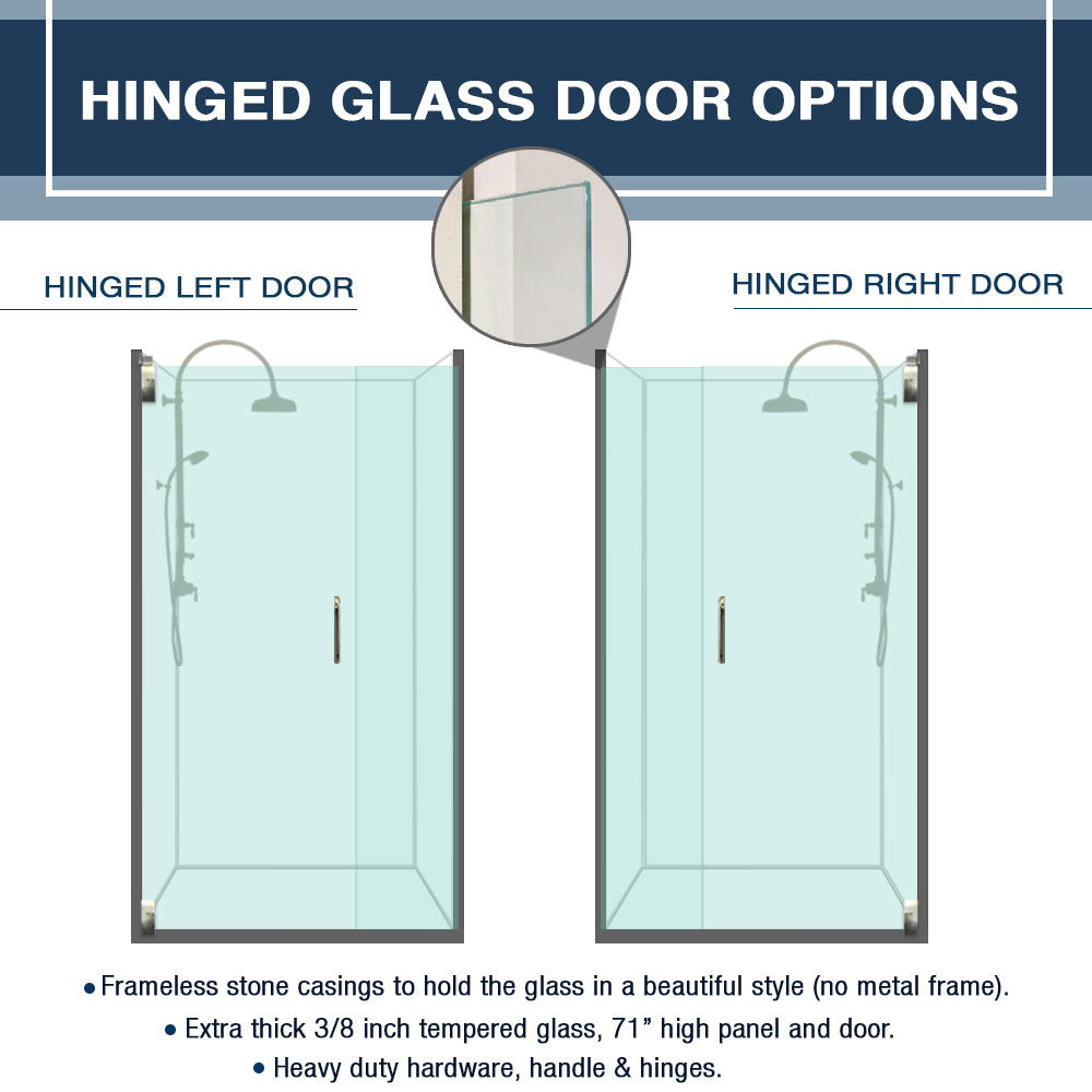 60" Alcove Rafe Medici Marble & Jewel Stone Accent Shower Remodel Kit