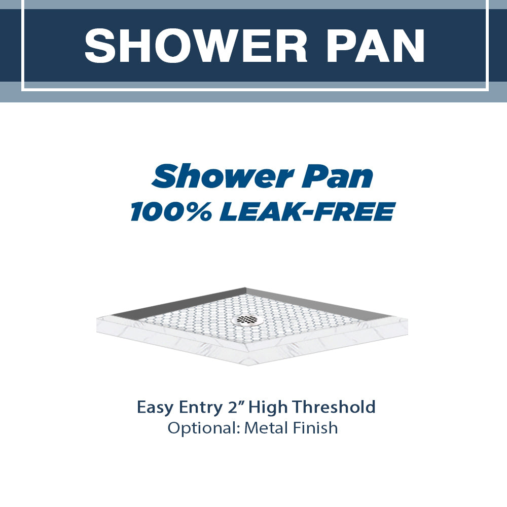 Carrara Marble Pearl Hex Mosaic Corner Shower Enclosure Kit