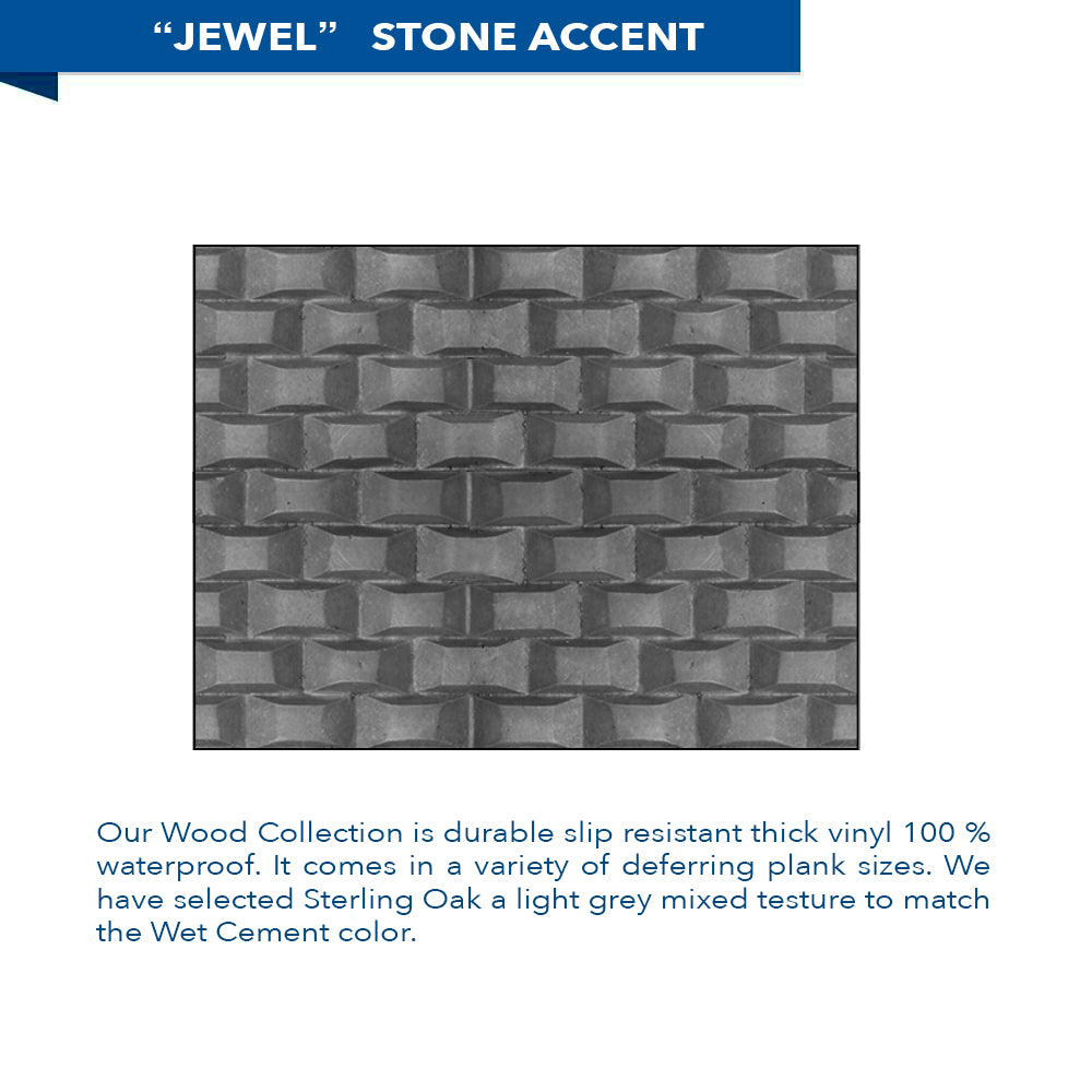 Alcove Wet Cement Sistine Stone & Jewel Stone Accent Shower Remodel Kit