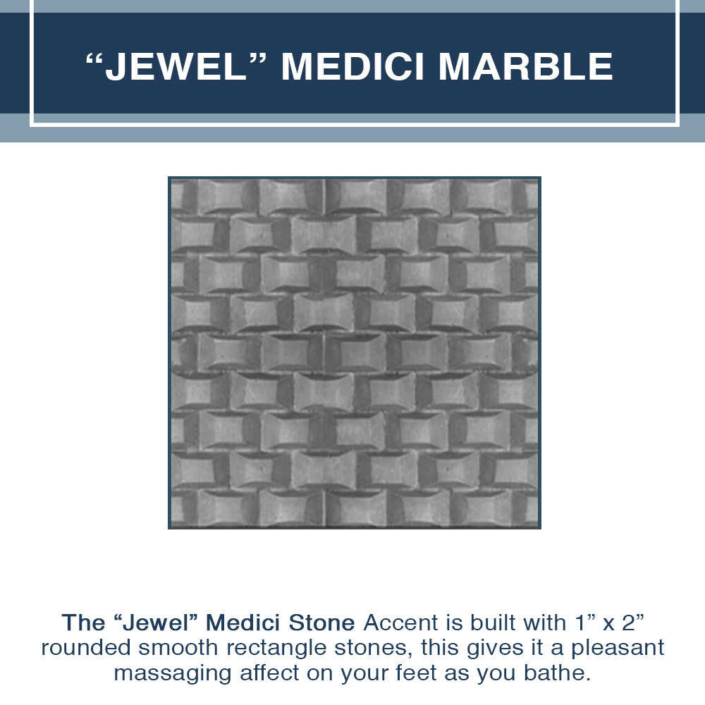 60" Alcove Grio Medici Marble & Jewel Stone Accent Shower Remodel Kit