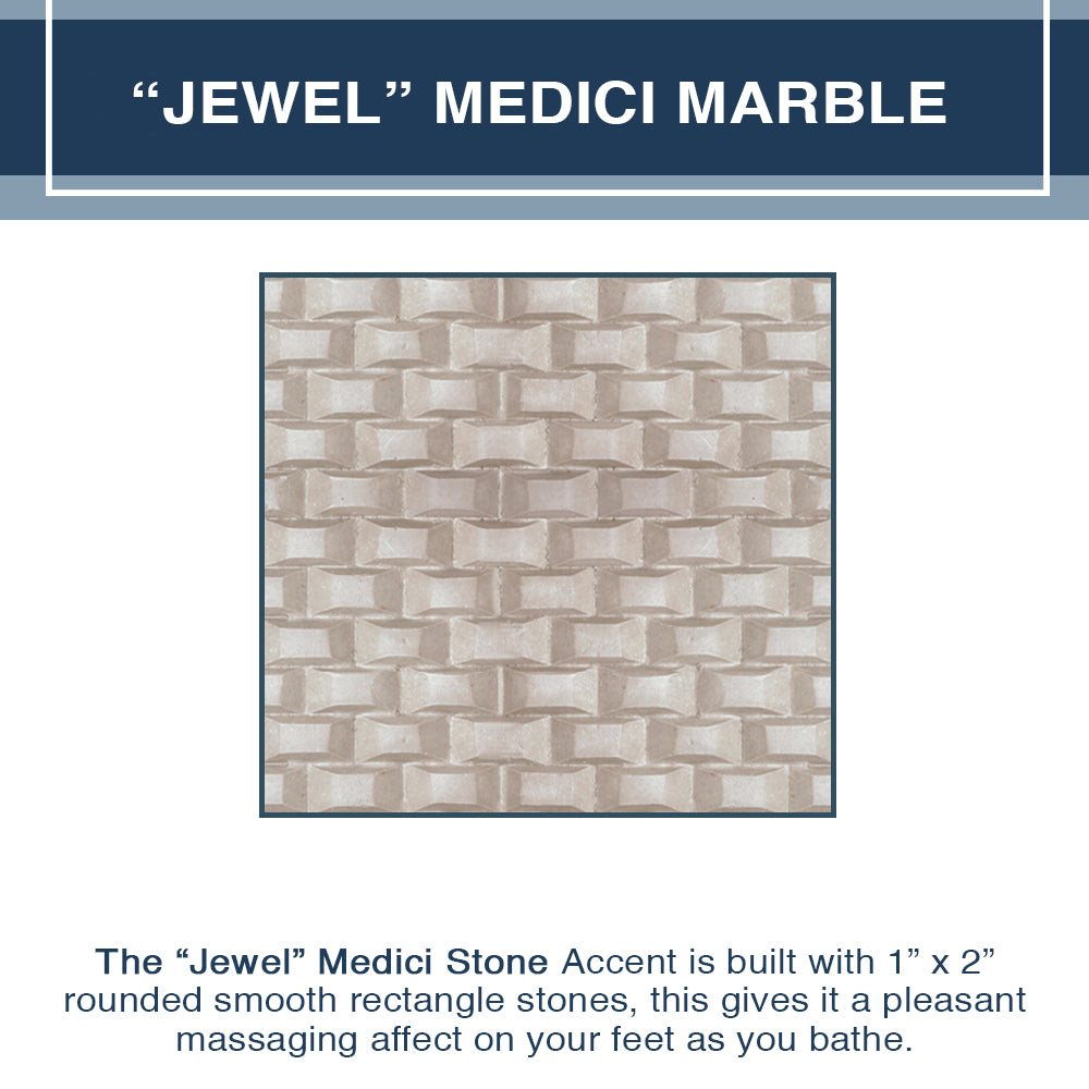 60" Alcove Rafe Medici Marble & Jewel Stone Accent Shower Remodel Kit