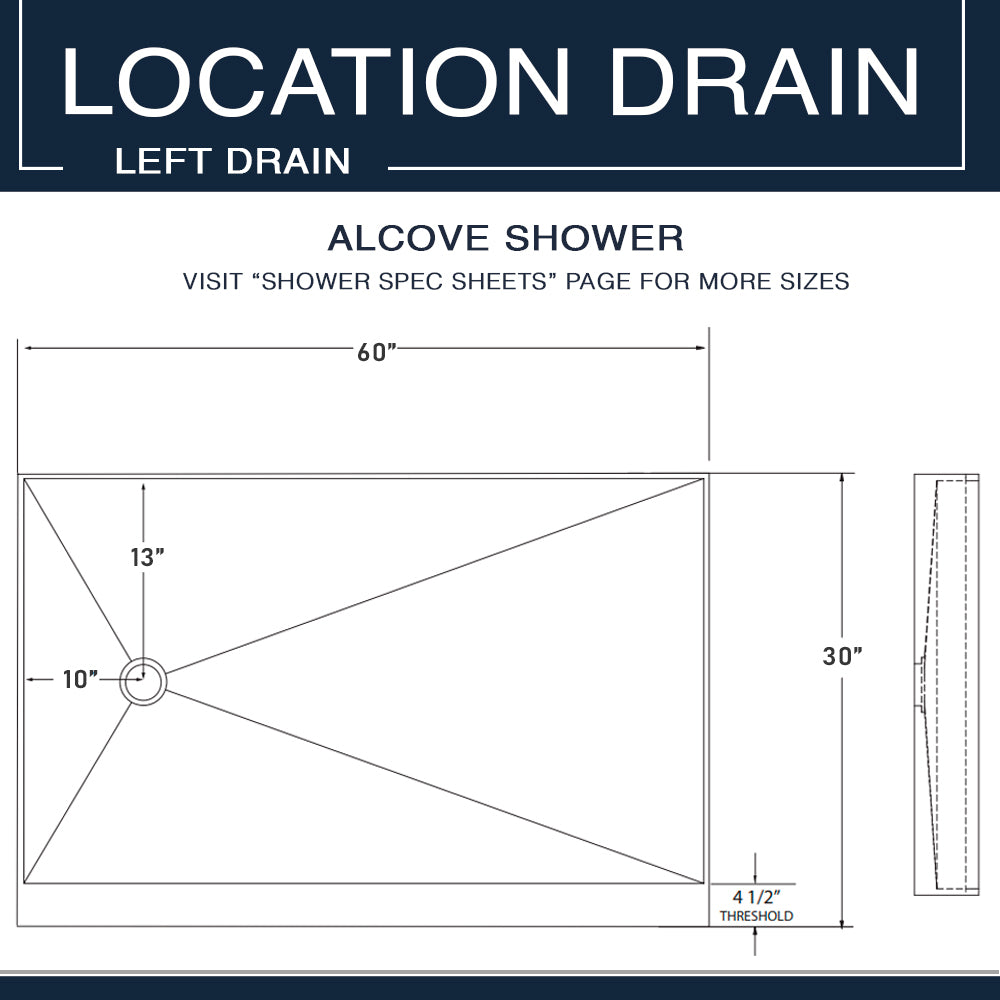 60" Alcove Grio Medici Marble & Newport Mosaic Accent Shower Remodel Kit