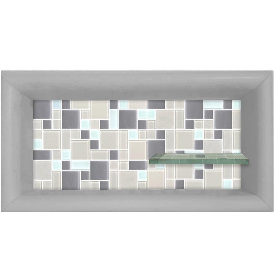 Mosaic Tile Horizontal Shampoo Shelf  Shower Detail - American Bath Factory