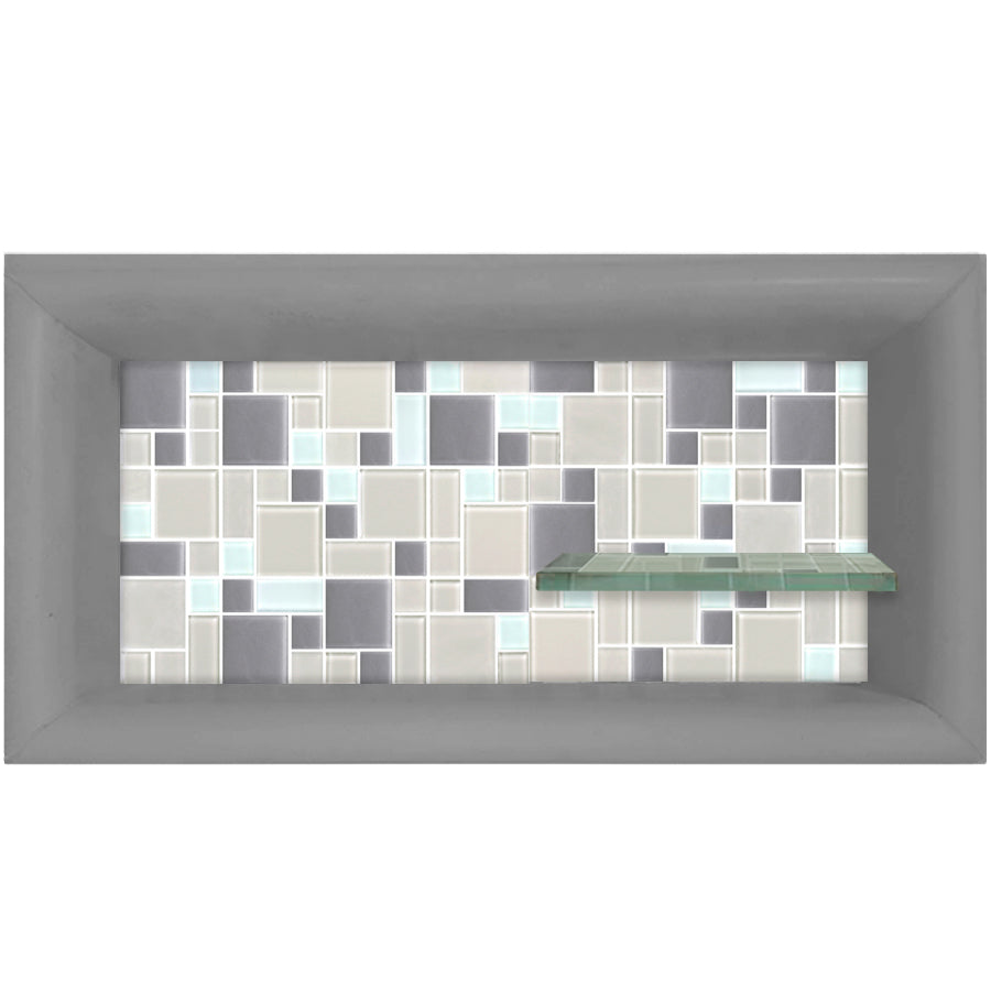Mosaic Tile Horizontal Shampoo Shelf  Shower Detail - American Bath Factory