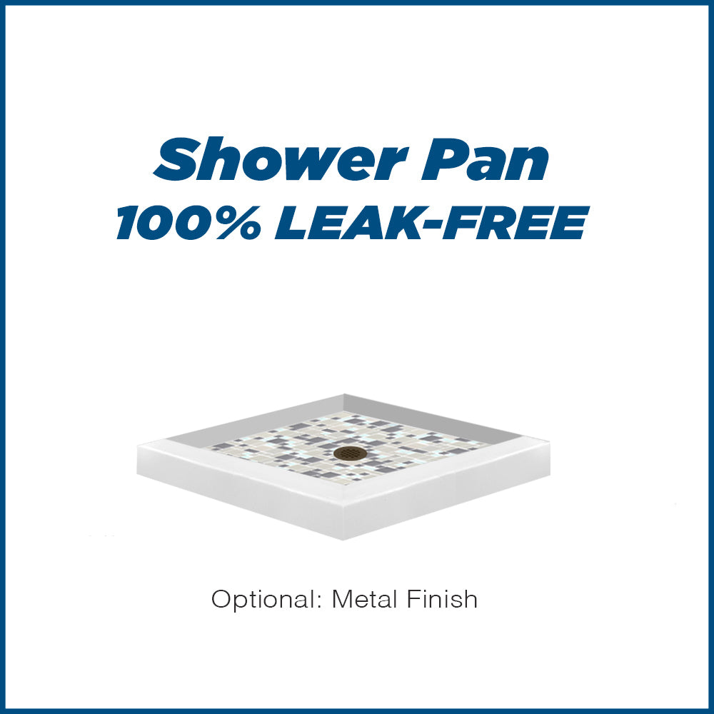 Corner Natural Buff Sistine Stone & Newport Mosaic Accent Shower Remodel Kit