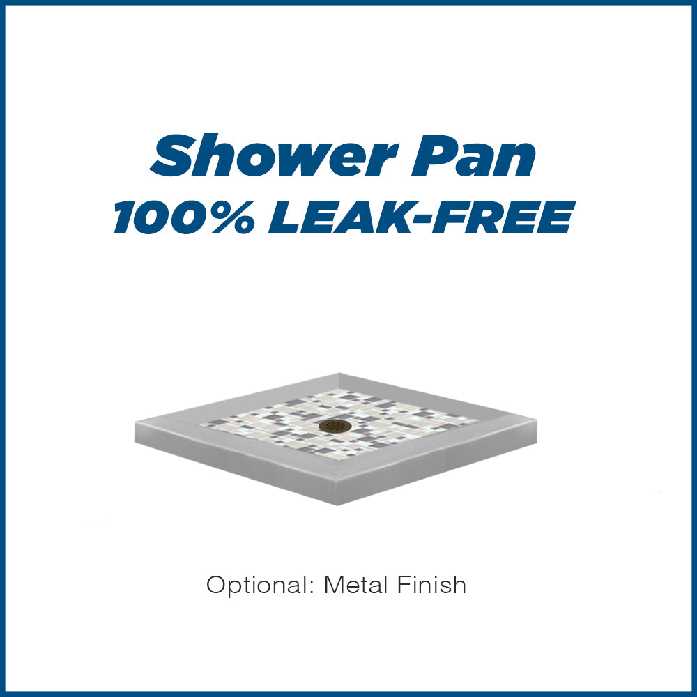 Corner Portland Cement Sistine Stone & Newport Mosaic Accent Shower Remodel Kit