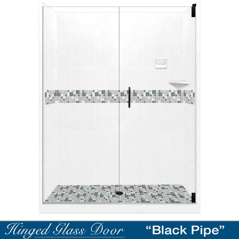 Newport Mosaic Natural Buff 60" Alcove Shower Kit  testing shower - American Bath Factory