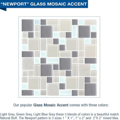 Newport Mosaic Natural Buff Corner Shower Enclosure Kit