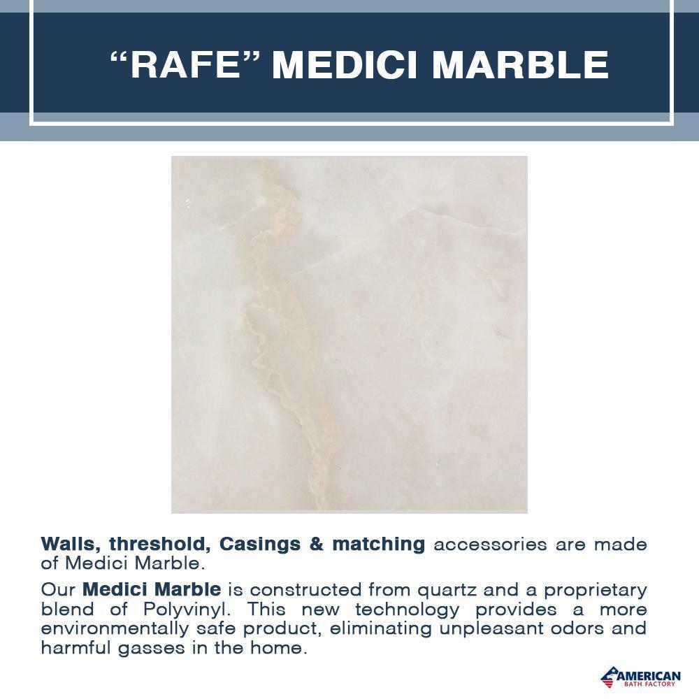 60" Alcove Rafe Medici Marble & Jewel Stone Accent Shower Remodel Kit