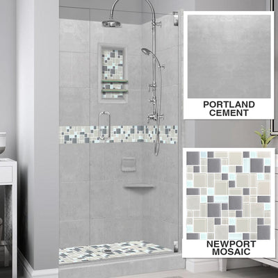 Newport Mosaic Portland Cement  Small Alcove Shower Enclosure Kit