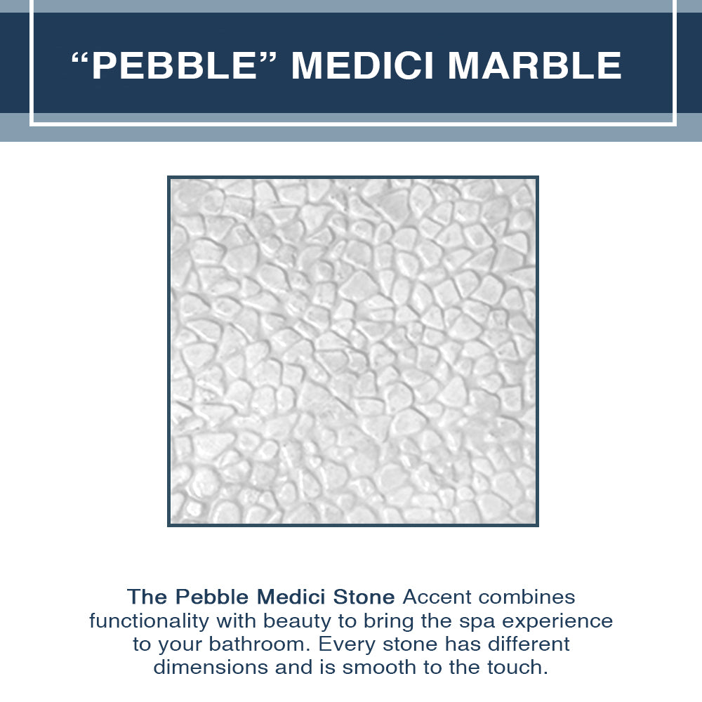 Freedom 60" Alcove Carrara Medici Marble & Pebble Stone Accent Shower Remodel Kit