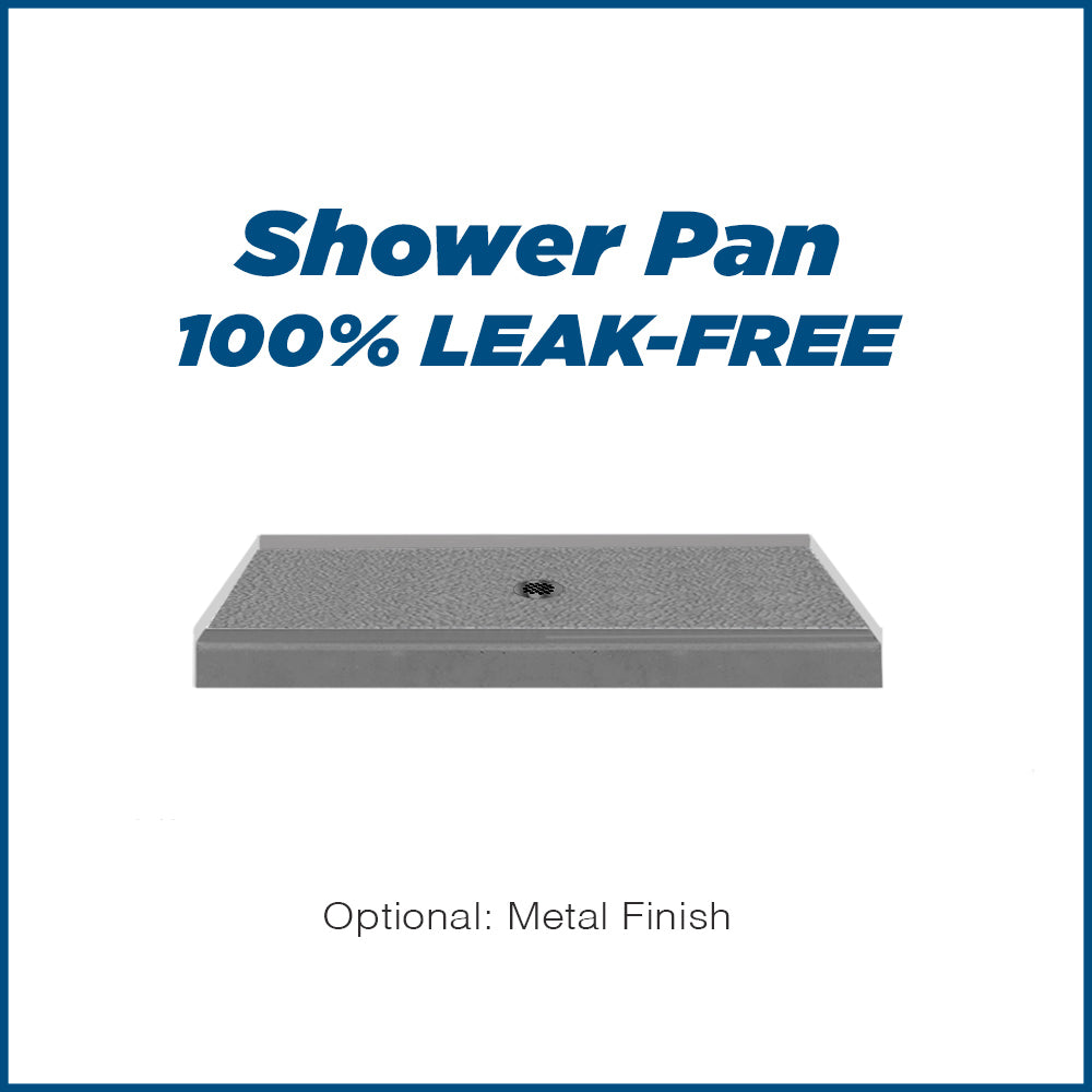 Freedom 60" Alcove Wet Cement Sistine Stone & Pebble Stone Accent Shower Remodel Kit