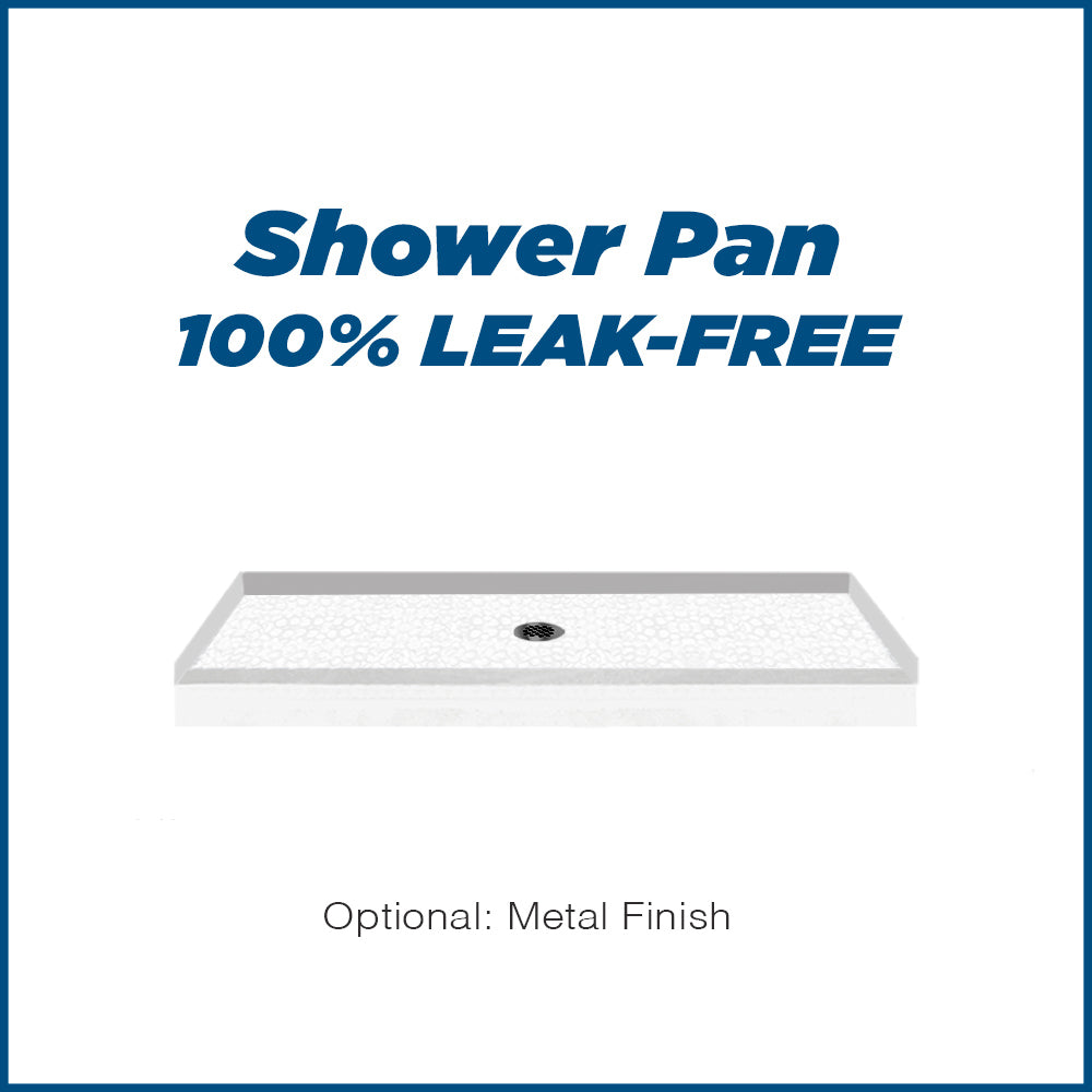 Freedom 60" Alcove Natural Buff Sistine Stone & Pebble Stone Accent Shower Remodel Kit