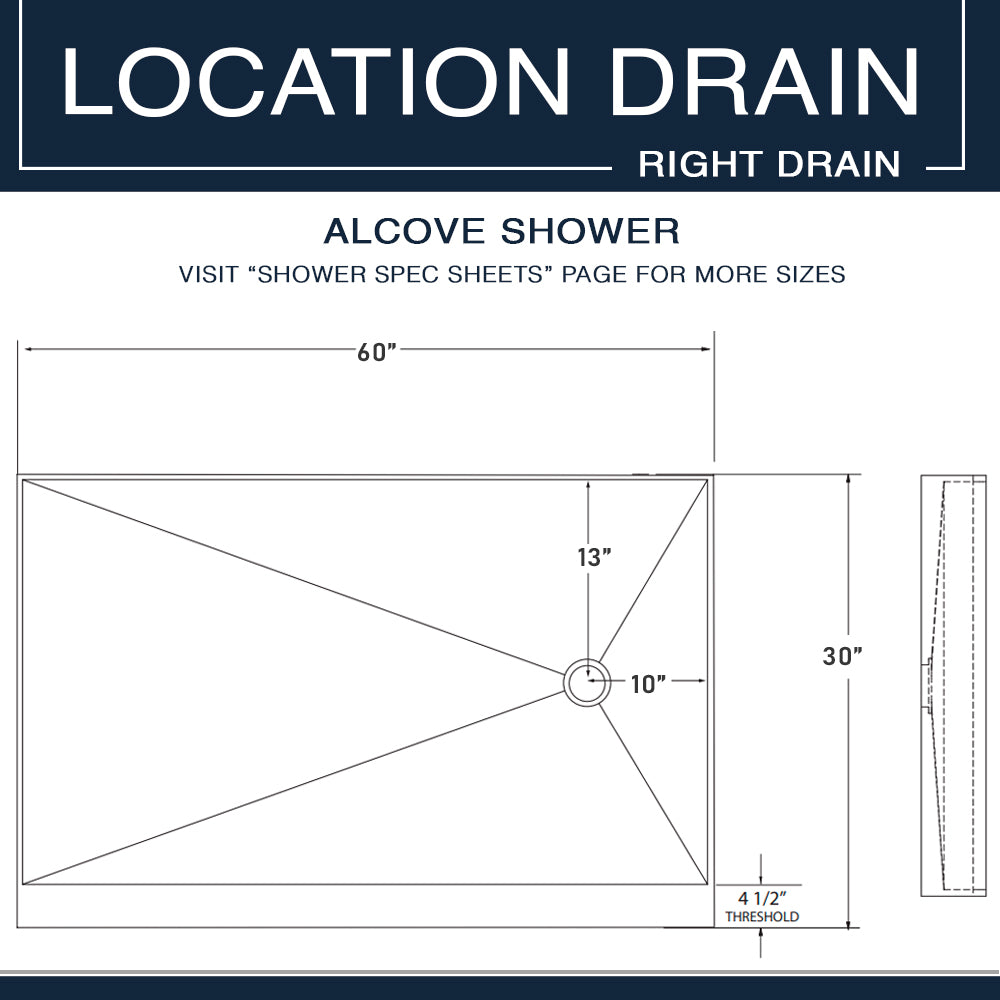 60" Alcove Grio Medici Marble & Newport Mosaic Accent Shower Remodel Kit