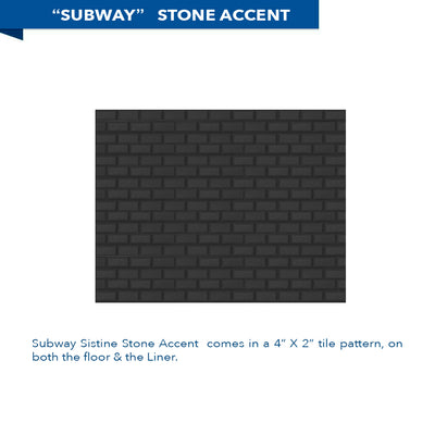 Natural Buff Corner Shower Enclosure Kit with Subway Black Accent