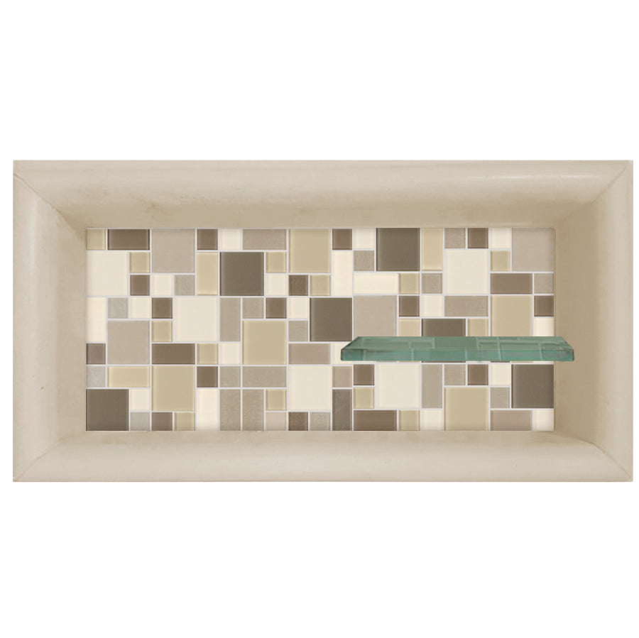 Mosaic Tile Horizontal Shampoo Shelf  Shower Detail - American Bath Factory