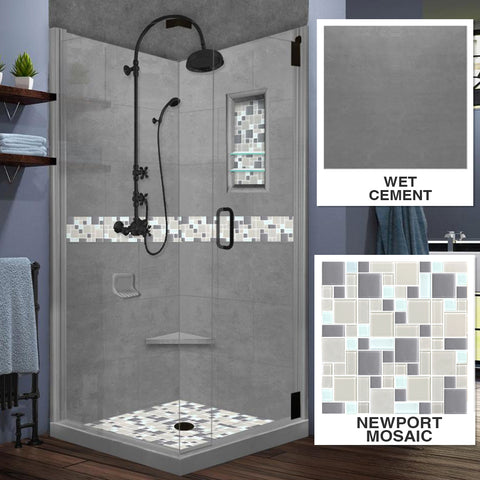 Newport Mosaic Wet Cement Corner Shower Enclosure Kit