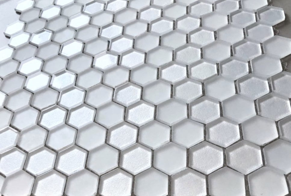 Hex Collection Mosaic Glass Tiles  Shower Detail - American Bath Factory