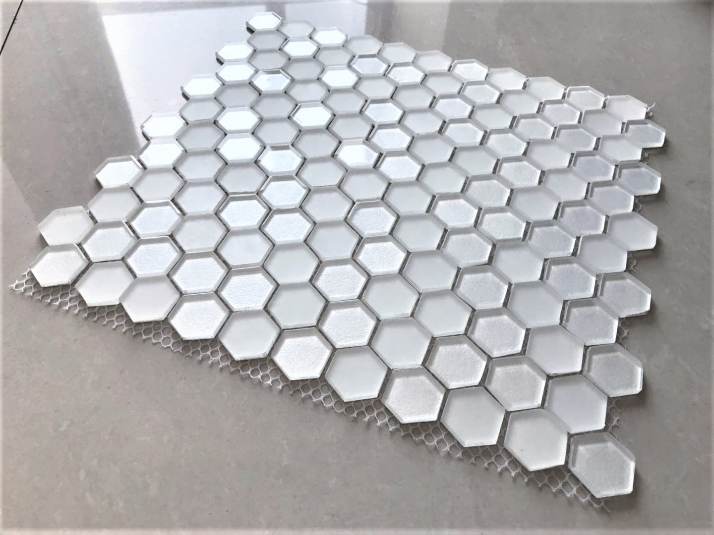 Hex Collection Mosaic Glass Tiles  Shower Detail - American Bath Factory