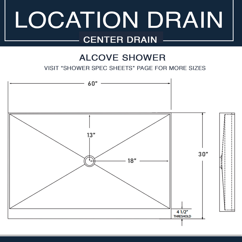 60" Alcove Grio Medici Marble & Newport Mosaic Accent Shower Remodel Kit
